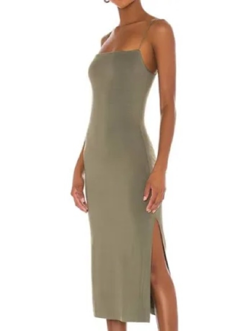 Enza Costa Medium Green Spaghetti Strap Body Con Dress